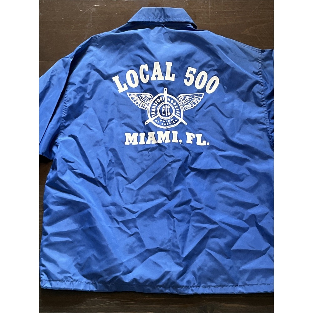 Local 500 Transport Workers Union Jacket Miami Large Blue West Wind Snap Vtg G13